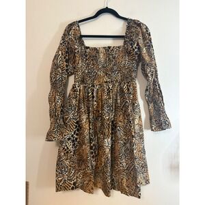 Lilly Pulitzer Beyonca Long Sleeve Dress M Rattan Animal Print NWT $198‎